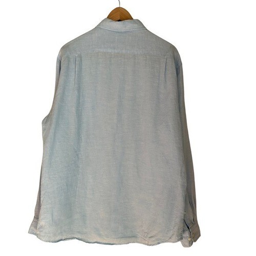 Uniqlo Shirts Men's Large Light Blue 100% Lenin Long Sleeve Button Down Shirt - Picture 2 of 12