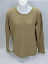Eddie Bauer Womans Beige Sweater Lambswool Angora Nylon L [ 38 Bust 23L ] L/S