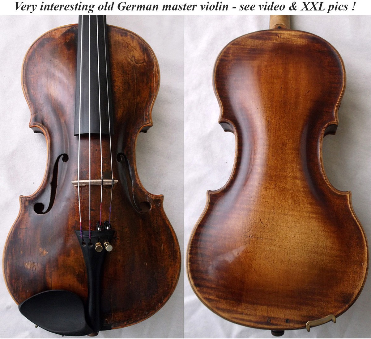 OLD GERMAN 19th C MASTER VIOLIN KLOTZ KLOZ - video - ANTIQUE OLD GERMAN 19th C MASTER VIOLIN KLOTZ KLOZ - video - ANTIQUE