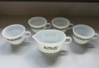 Vintage Pyrex 4 Spring Blossom Crazy Daisy Mugs and 1 Gravy Boat