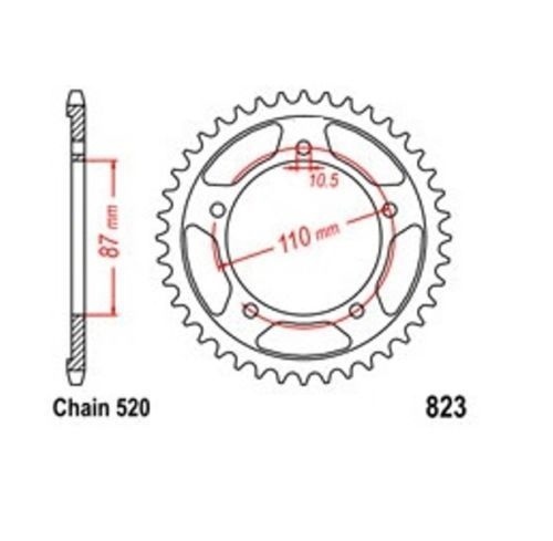 Roue à chaîne 42 dents pas 520 couronne moto Suzuki DR 800 S 2000