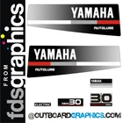 Yamaha 30hp autolube outboard engine decals/sticker kit - early 1990's