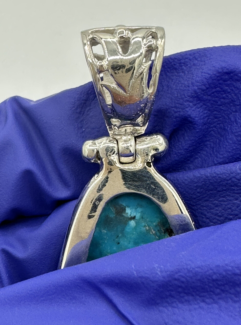 Unique Solid Sterling Silver 925 Long Oval Blue T… - image 14