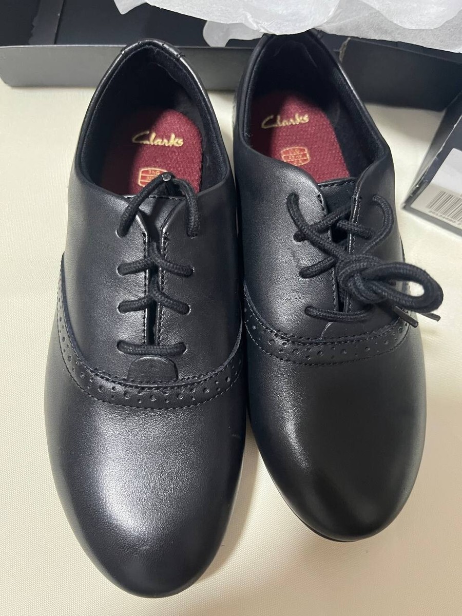 Clarks Shoes Clarks Jules Walk Black Leather Girls Clarks Lace Up