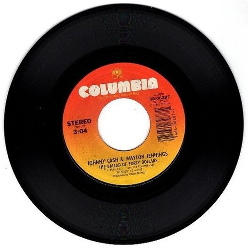 Johnny Cash & Waylon Jennings - Ballad of $40 / Field of Diamonds 7" 45 - Picture 7 of 24