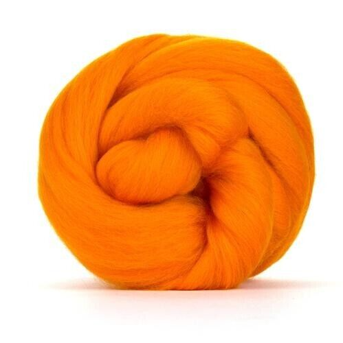 Orange Merino Wool Roving - 50g for Needle Felting, Wet Felting, & Spinning 😊