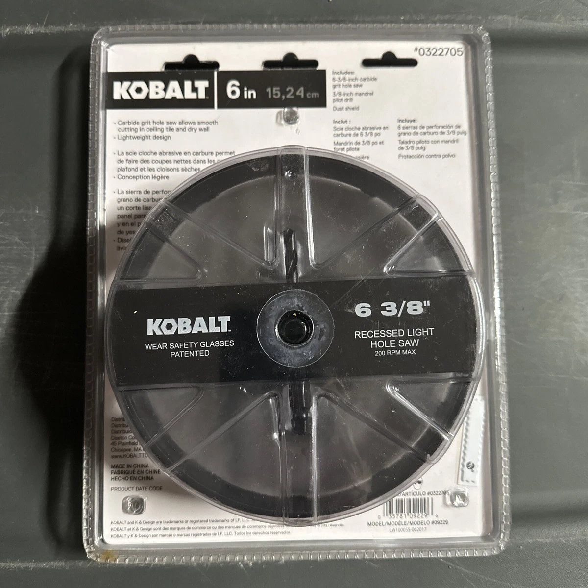 Kobalt 6 3 8 in Carbide Grit Arbored Recessed Lighting Hole Saw 0322705