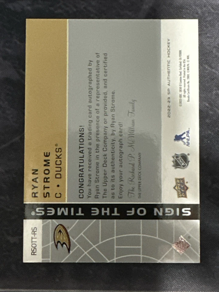 2022-23 SP Authentic '02-03 Retro Sign Of The Times RSOTT-RS Ryan Strome Anaheim - Image 2 of 2