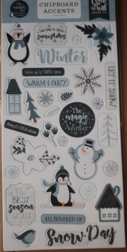 ECHO PARK CHIPBOARD ACCENTS ~THE MAGIC OF WINTER~ LARGE 6"X13"~ PENGUINS~SNOW - Picture 1 of 1