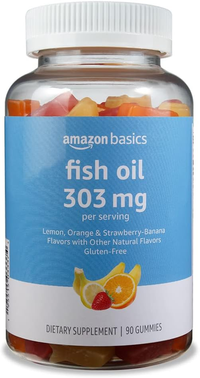Fish Oil 303 Mg Gummies in Lemon Orange Strawberry Banana Flavors 90 Count 2 per Serving
