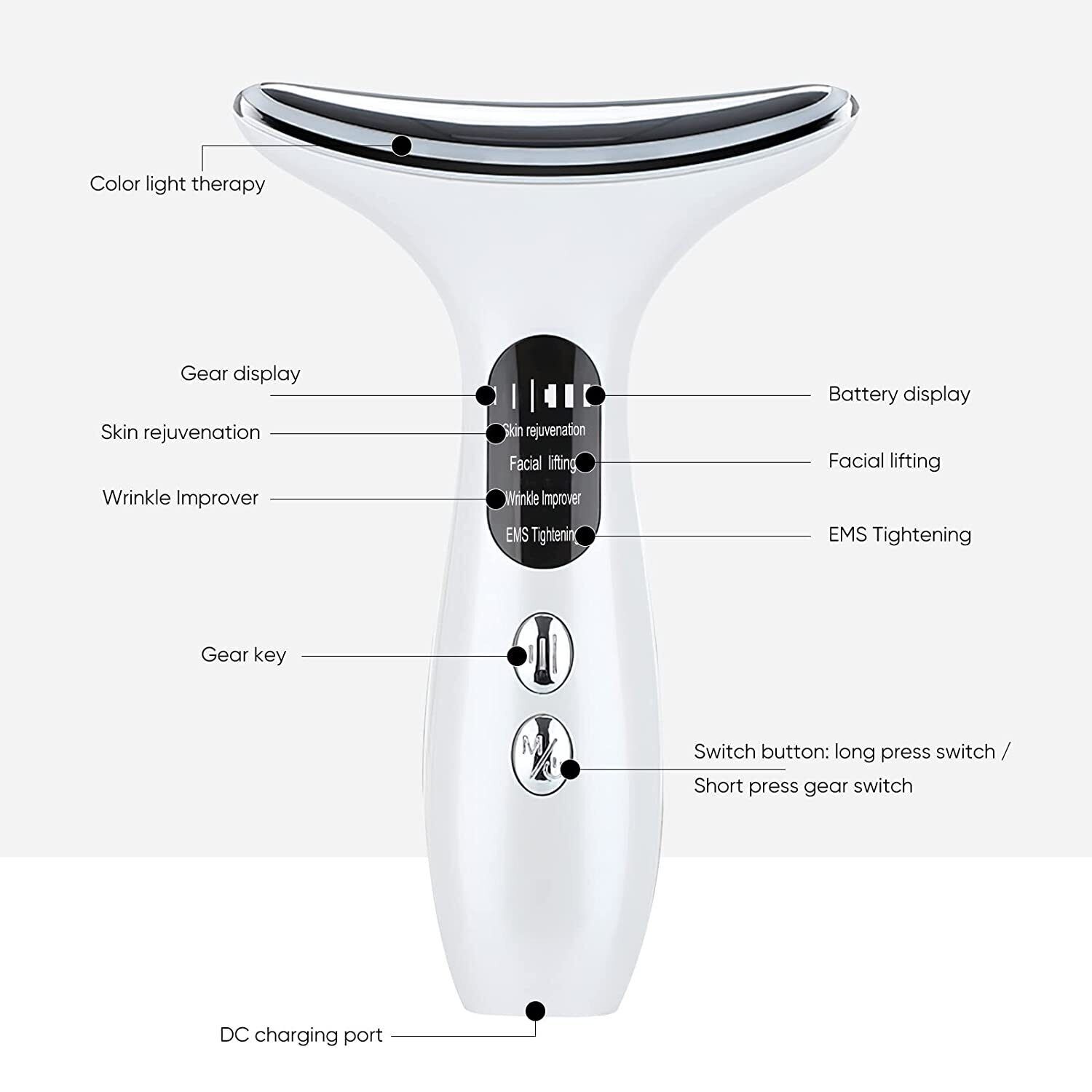 LED Microcurrent Facial Skin Tightening Lifting Device Face Neck Beauty ...