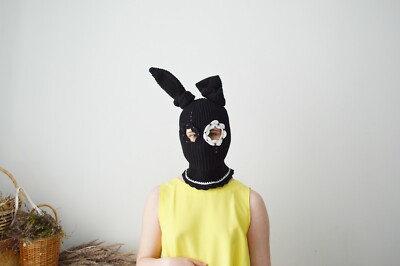 Custom bunny balaclava Cute ski mask with ears Crochet ski mask