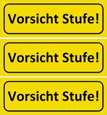 3 x Klebeschild - Vorsicht Stufe ! - 196x65 Aufkleber Schild (Achtung Treppe)