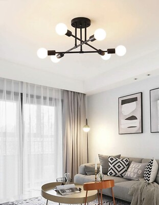 Moderner Kronleuchter LED Lampe schwarzer Rahmen Decken Leuchte Wohnzimmer Pendelleuchten