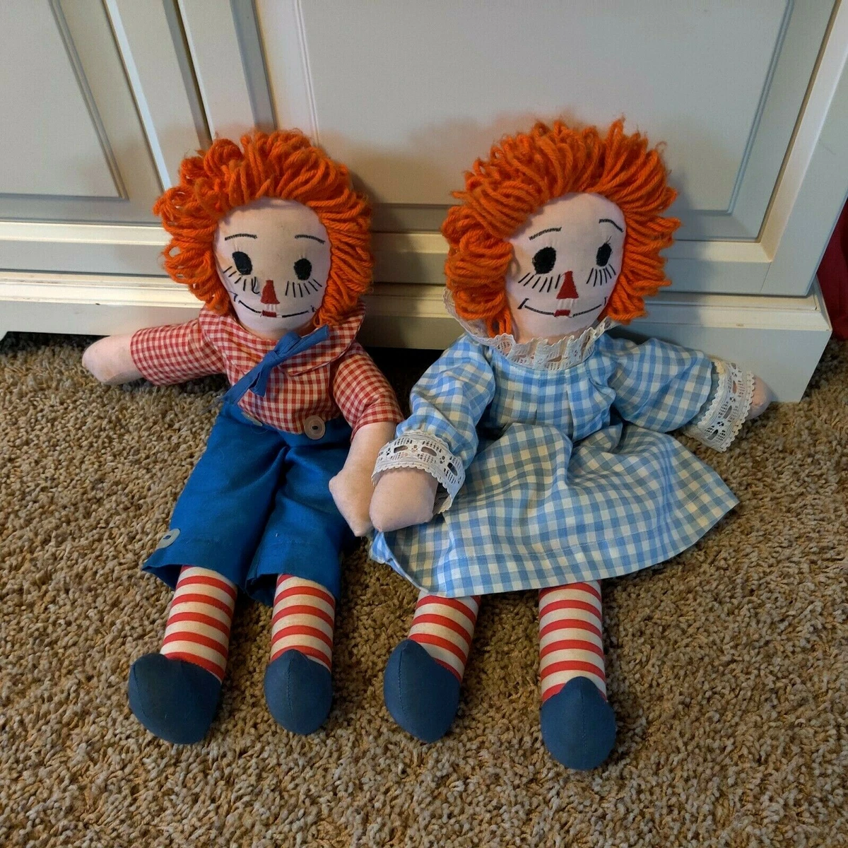 Vintage Raggedy Ann And Raggedy Andy Dolls, 20” Homemade Hand Sewn Dolls eBay