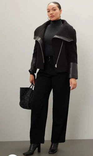 Club Monaco Wool & Lambskin Leather Jacket XS Luxury Trendy - Picture 7 of 20