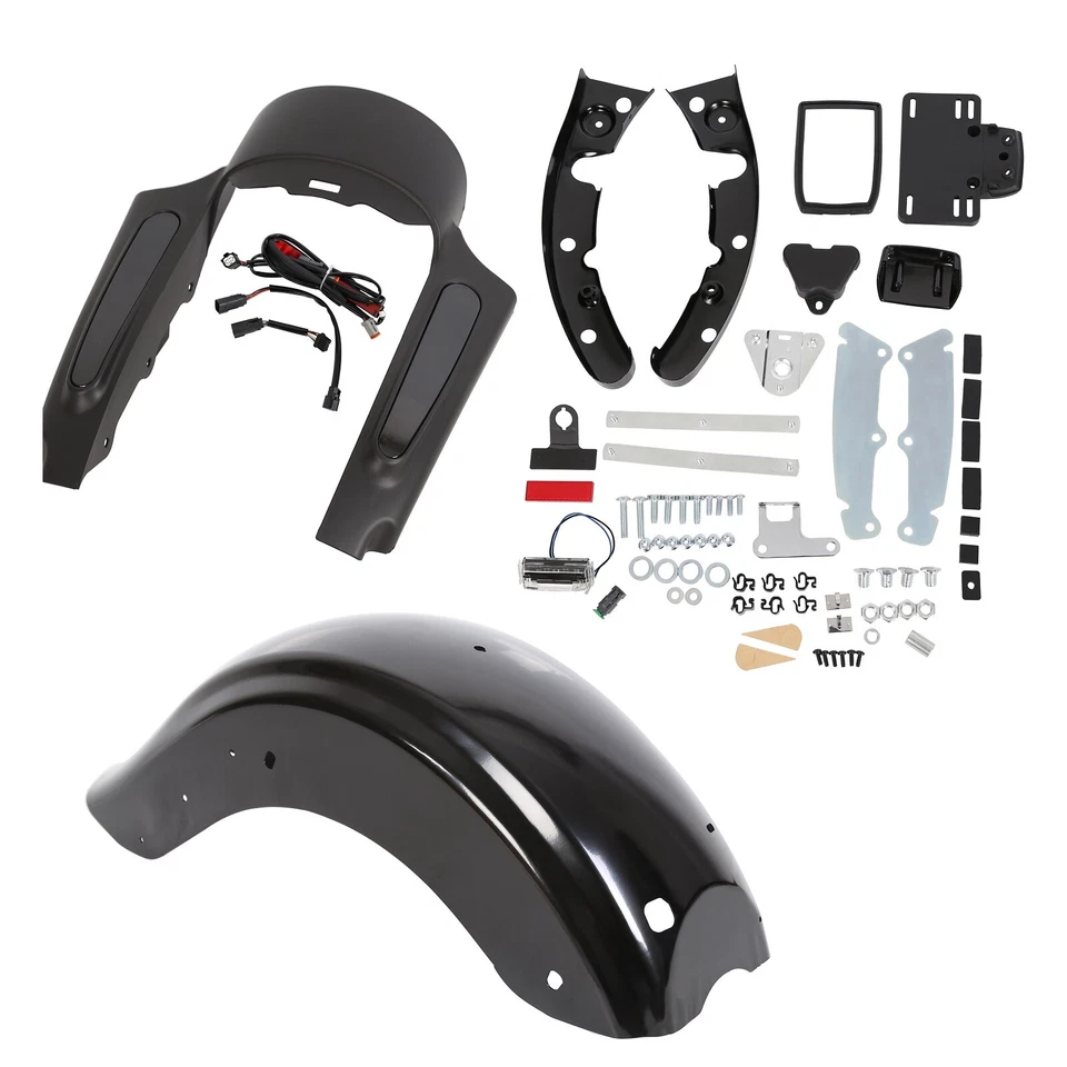 Black CVO Style Rear Fender System LED For Harley Road King Street Glide 09-13 Foto 4 de 4