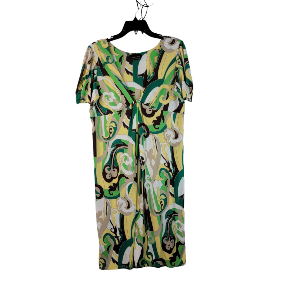 Max and Cleo Womens Multicolor Short Sleeve V Neck Shift Dress Midi Size 14 - Image 2 of 4
