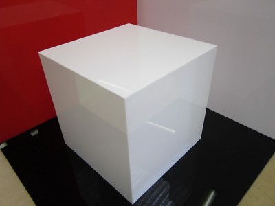 Weiße Acryl Vitrine Würfel Ständer Quadratisch 5-seitig Box Tablett Laden Halter 250 mm