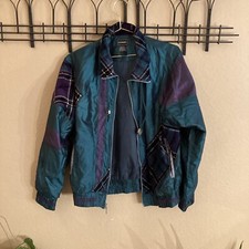 Vintage OutBrook Colorful Green Purple Zip Up Tracksuit Jacket Pants Size S 4/6