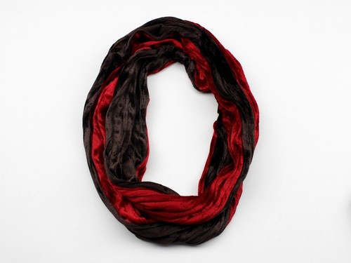Women's Faux Suede Two-Tone Circle Infinity Scarf - Picture 5 of 8