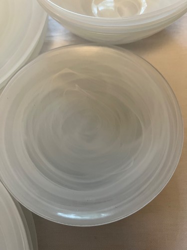 13 Piece Art Glass Alabaster Swirl Design - Dinners - Salads - Bread - Bowls - Picture 6 of 7