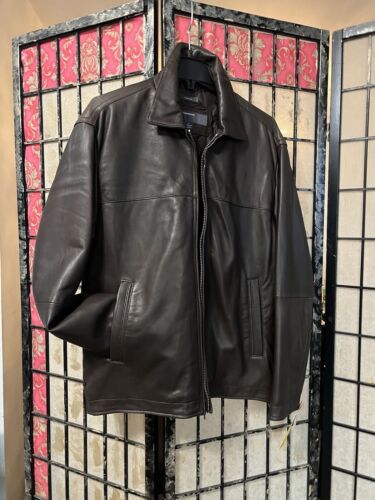 Perry Ellis Portfolio Men’s Brown Lambskin Leather Zip Up Jacket NWT Sz Small - Picture 18 of 20
