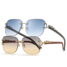 Oversized Pilot Sunglasses Mens Women Fashion Retro Rimless Hip Hop Sun Glasses