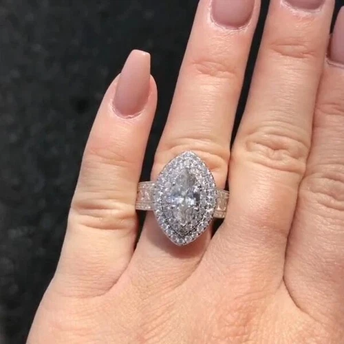925 Silver Filled,Gold Cubic Zircon Rings Elegant Women Wedding Jewelry Sz 6-10 - Picture 9 of 31
