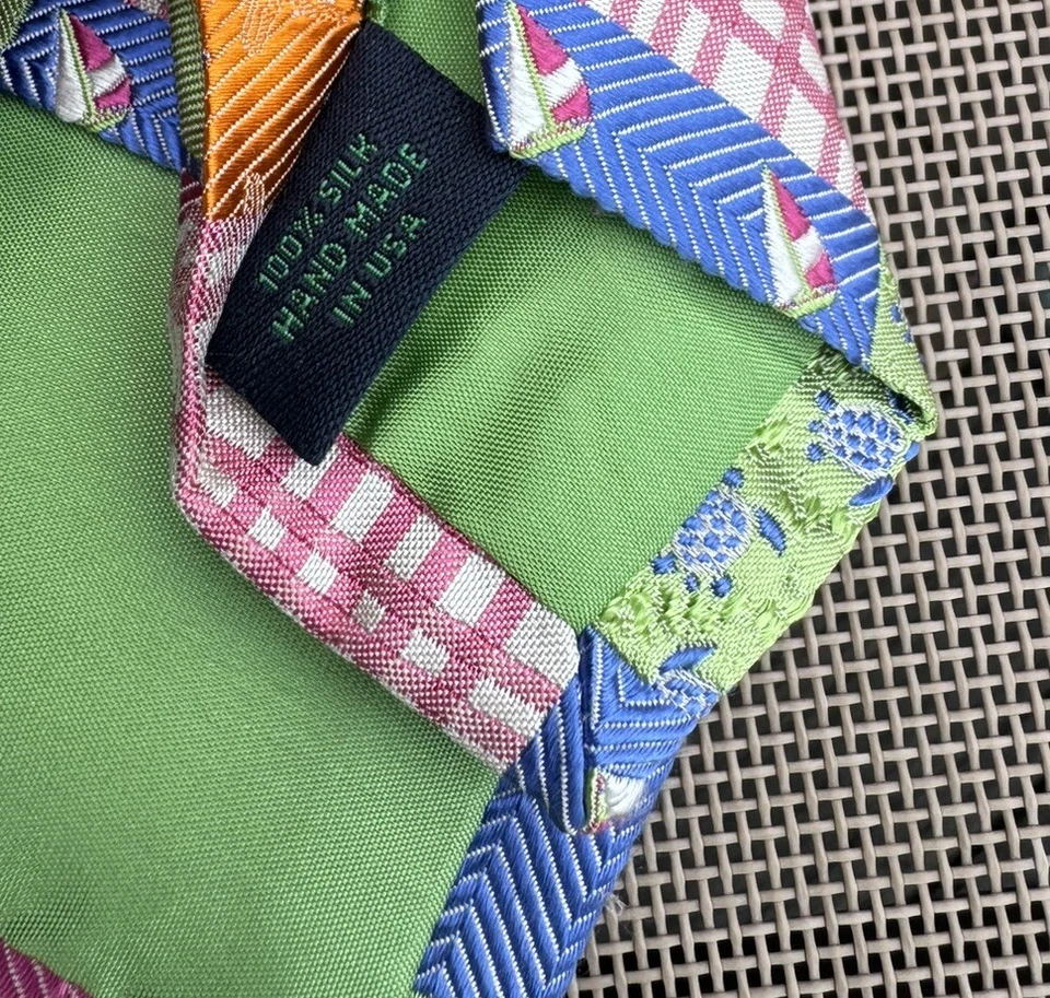 Lilly Pulitzer Tie Turtle Velero Estrella de Mar Náutico Patchwork Hombre’s Palm Beach Foto 4 de 4