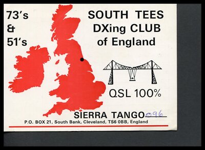 1 x QSL Karte Radio UK South Tees DXing Club ST096 Cleveland 1982   Q351