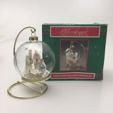 Vintage House of Lloyd Three Kings Nativity Christmas Ornament and Stand
