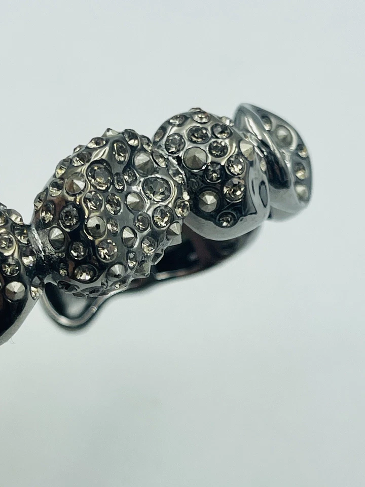 Alexis Bittar Vintage Black Rhodium Plated Rhinestone Moon Rock Design Bracelet - Image 4 of 4