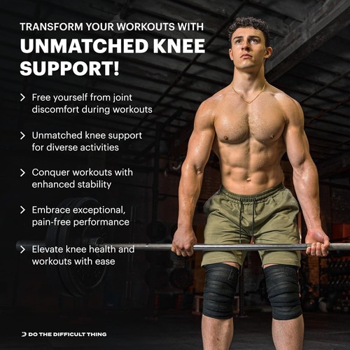 Knee Wraps for Weightlifting Pair - USPA Approved 78" Cotton Knee Straps for ... - Picture 5 of 26