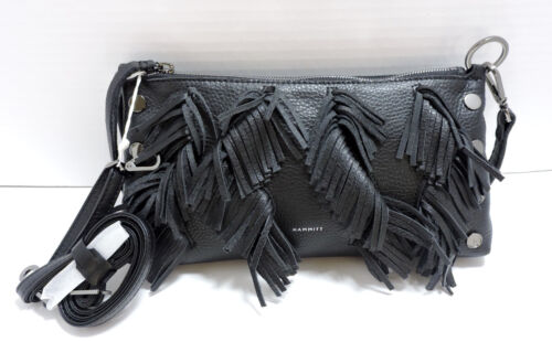 Hammitt Kylie Vibrato Fransen schwarz genarbtes Leder metallisch Nieten Crossbody Neu mit Etikett