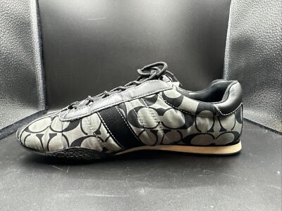 Coach Womens Kirby Q999 Black Silver Leather Monogram Lace