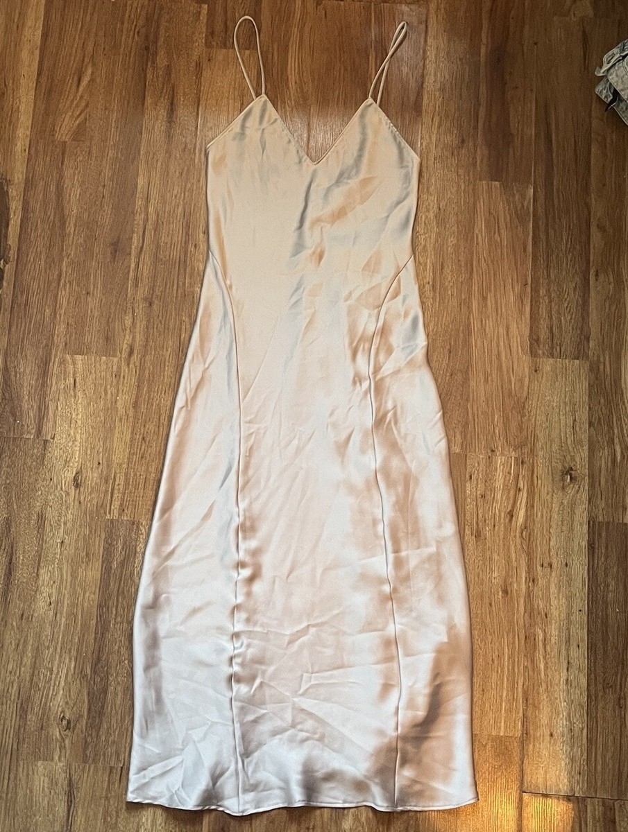 zara white satin camisole dress VESTIDO ESTILO LINGERIE ACETINADO