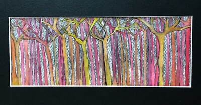 Colorful Trees Forest Woods Drawing Watercolor Painting Art Fantasy Fairy Core