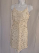 BROADWAY & BROOME Ivory Lace Overlay Spaghetti Strap Elastic Waist Dress Sz 0