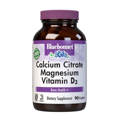 Calcium Magnesium Vitamin D3 Supplement 90 Caplets Bone Health Non-GMO