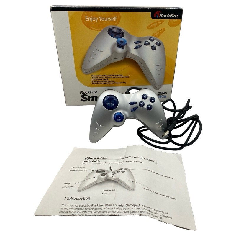 RockFire Smart Traveler USB PC Gamepad Controller Silver Retro PC Gaming