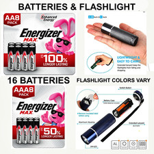 Energizer 8 Pilas MAX AA y 8 Doble AAA Alcalina INCLUYE LINTERNA