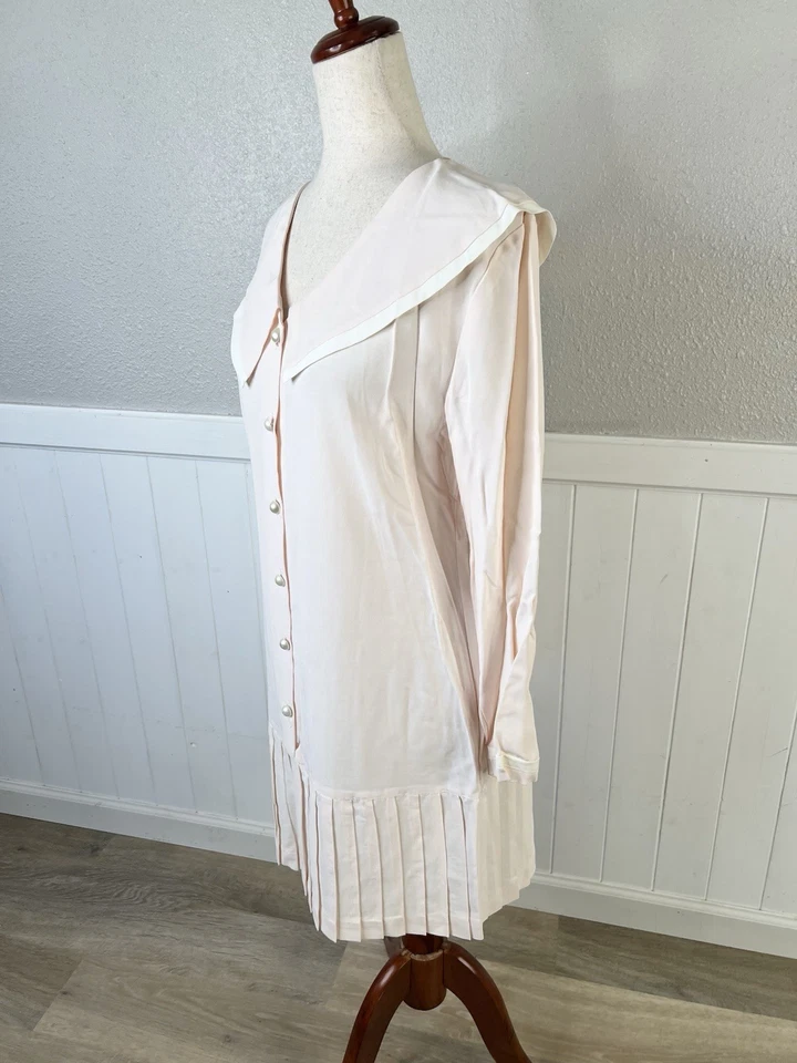 Винтажный Rampage бледный персик платье со складками подготовки школы девочка Лолита кокетка 80-х M/L - Изображение 4 из 4