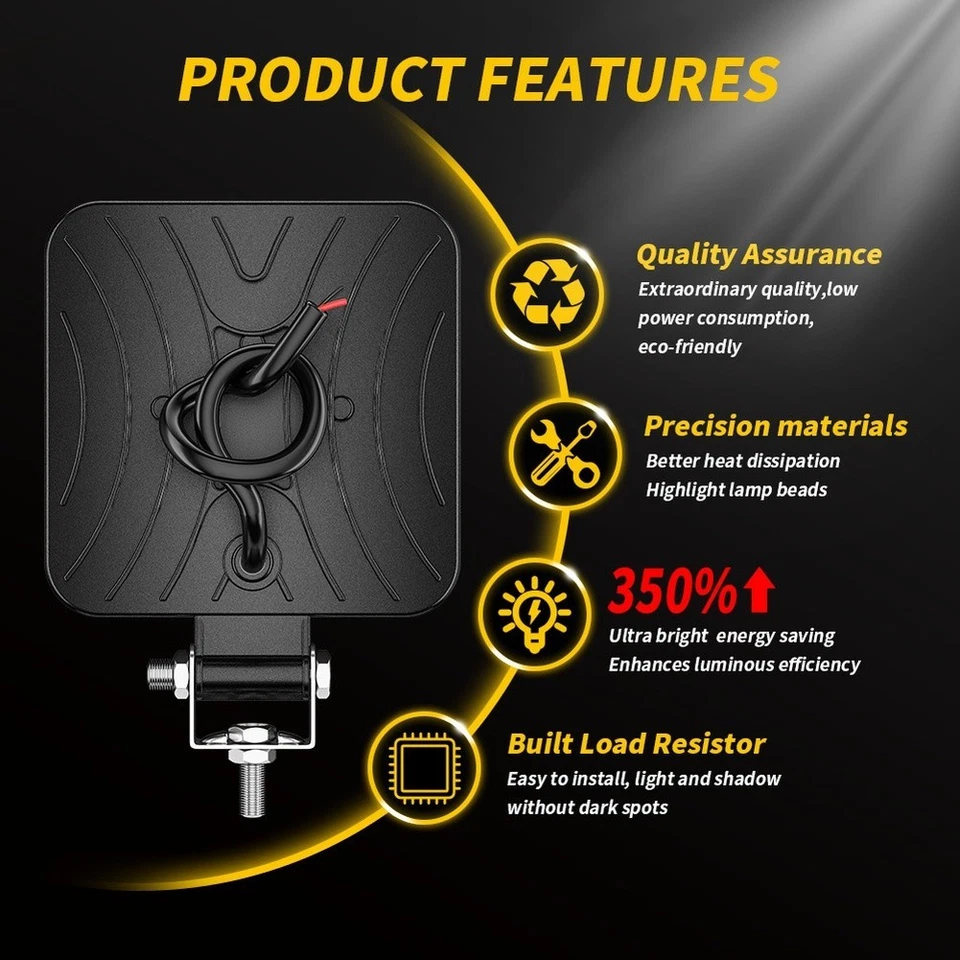 12W LED Work Light for Car For Truck Motorcycle SUV ATV Compact 3 Inch Design - Image 2 of 4