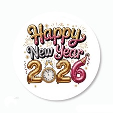 HAPPY NEW YEAR 2026 PARTY FAVORS SCRAPBOOK STICKERS LABELS ENVELOPE SEALS