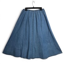 Vintage Studio Skirt Womens Large Blue Denim Elastic Waist Maxi Made In USA