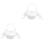 2 Count Basket Wedding Flower Bowknot Satin Baskets Elegant Girl