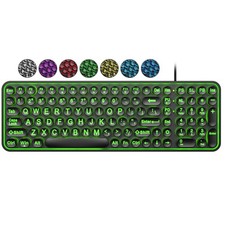 Large Print Backlit Keyboard,USB Wired Lighted Computer Keyboard with 7-Color