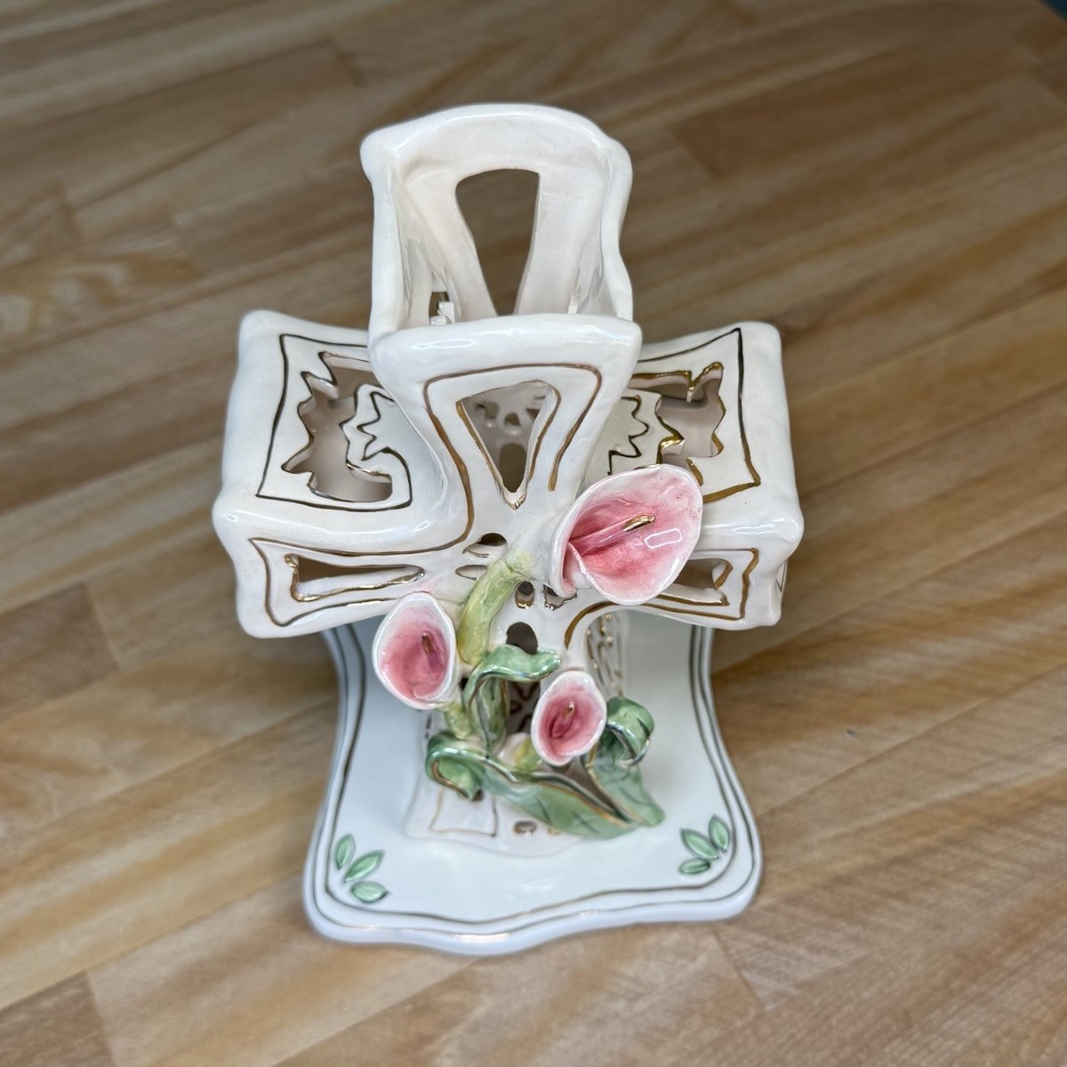 VTG 2003 Blue Sky Clayworks Heather Goldminc Ceramic CROSS Calla