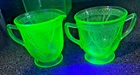 Federal Georgian Lovebirds Uranium Glass Depression Era Cream and Sugar